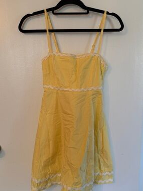 Yellow Mini Sundress with White Trim
